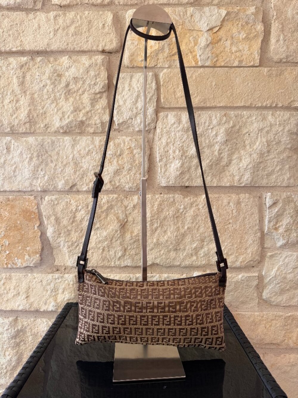 Fendi Zucca Canvas Pochette Crossbody